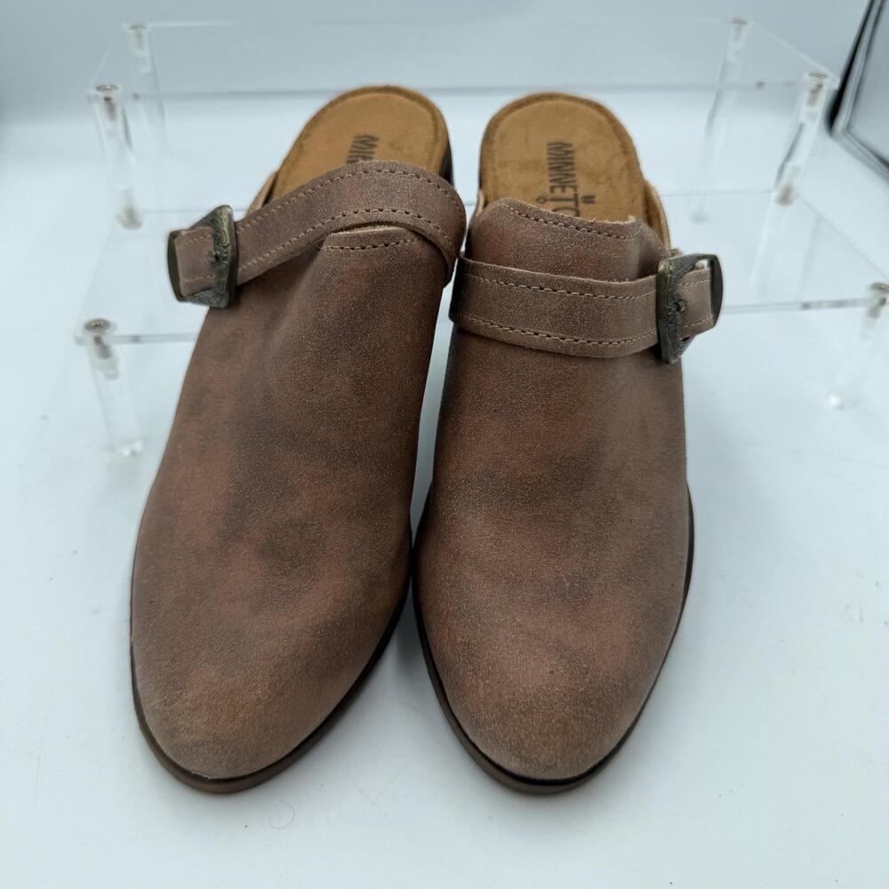 Minnetonka Clogs Shoes Womens Size 6 Brown Leather Comfort Mule Slip On 1543 - Picture 5 of 9